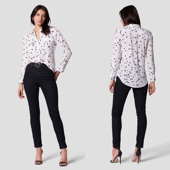 Equipment Signature Celebrity Star Print 100% Silk Button Down Shirt XXS - Picture 5 of 14